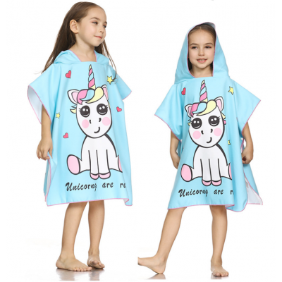 Toddler Hooded Beach Bath Towel Soft Beach Towel Swim Pool Coverup Poncho Cape for Kids Children Gift