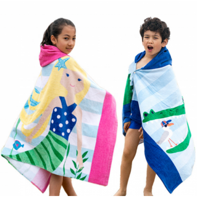 Wholesale Organic Cotton Large Kids Beach Towel With Hooded For Children